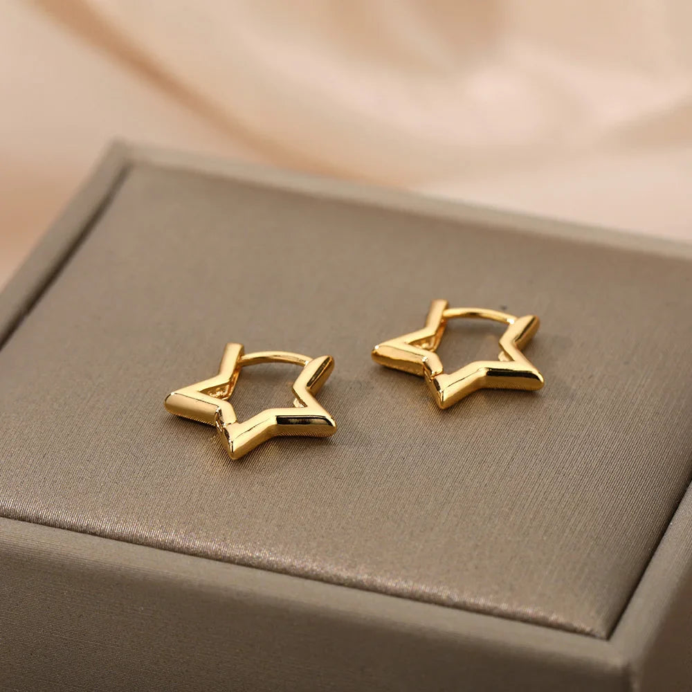 Geometric Star Earrings For Women Stainless Steel Star Hoop Earring Girl Jewelry Gift Charm Hypoallergenic Accessories Brincos