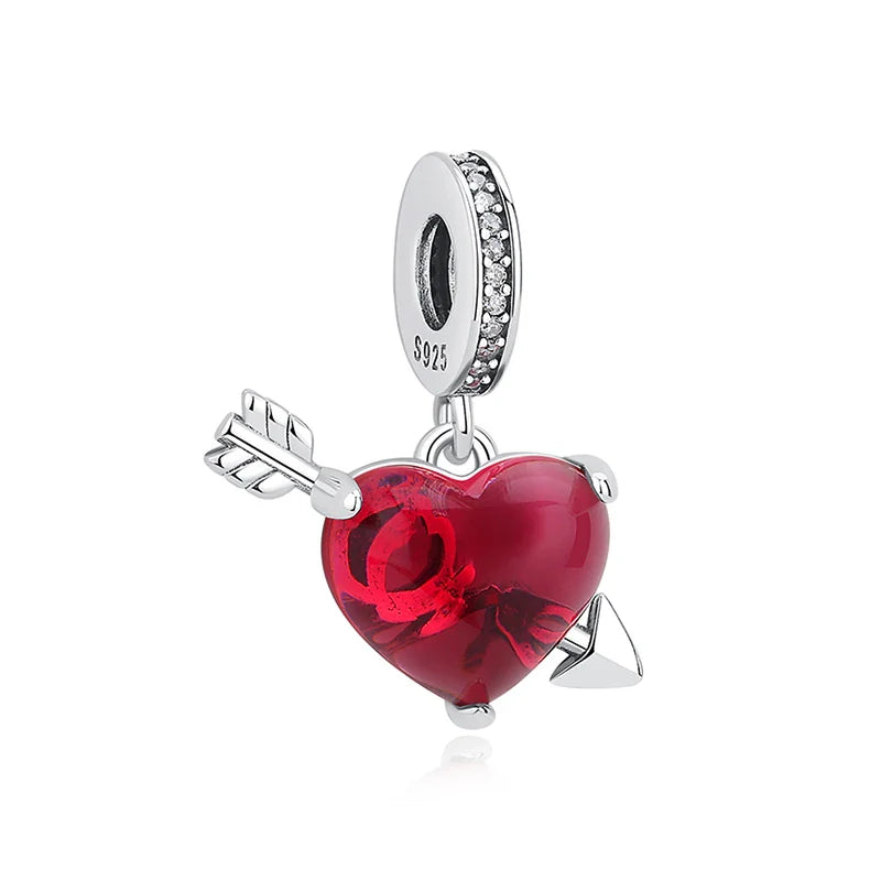 Original 925 Sterling Silver Charms Love Heart Turtle Murano Glass Pendant Beads Fit Pan Bracelet Necklace Jewelry For Women