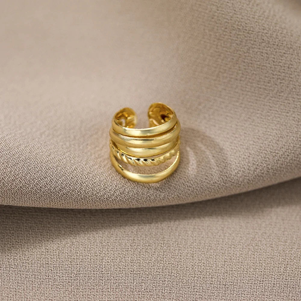 5pcs;Silver Color Leaves Clip Earrings for Women Men Creative Simple C Ear Cuff Non-Piercing Ear Ear Clip Set Trend Jewelry Gift