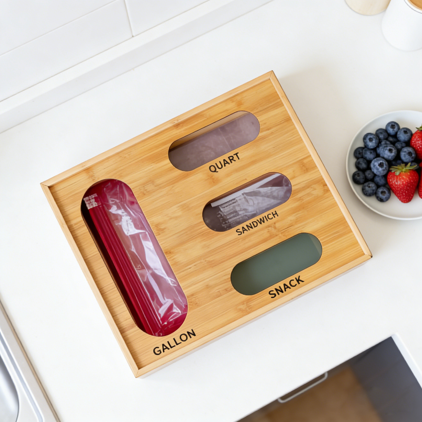 Movlive® Bamboo Plastic Bag Organizer for Drawer