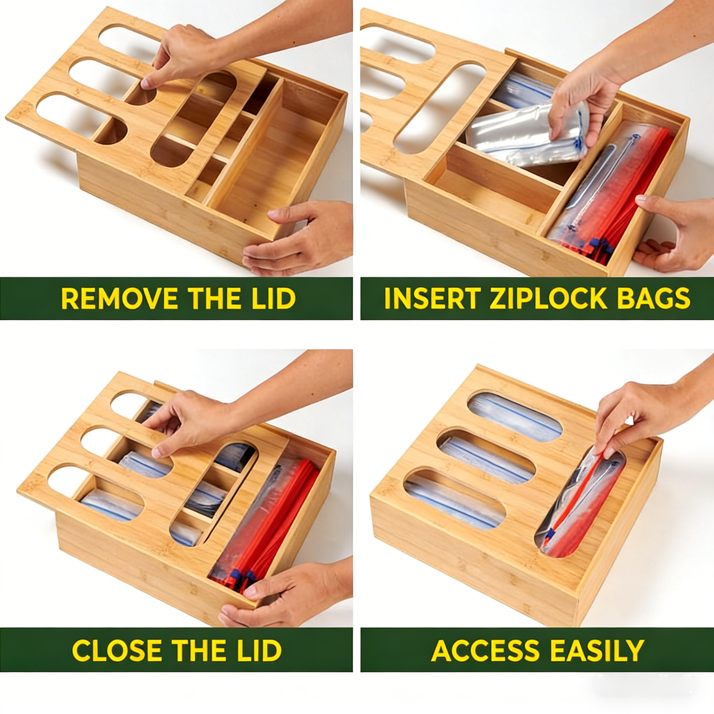 Movlive® Bamboo Plastic Bag Organizer for Drawer