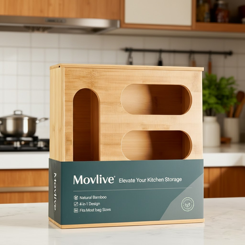 Movlive® Bamboo Plastic Bag Organizer for Drawer